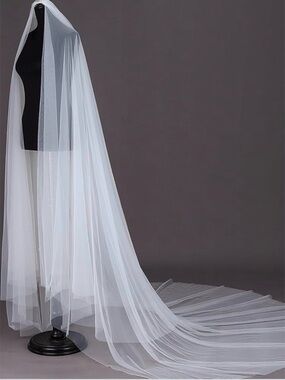 Long White Bridal Veil with Chapel Train
